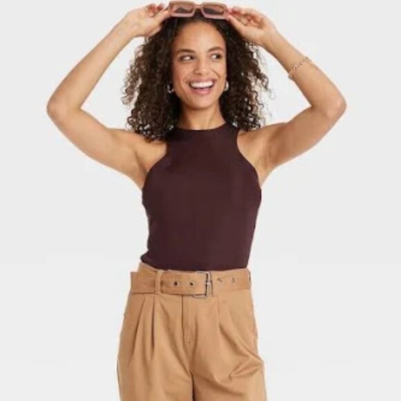 a new day (Target) | Brown Stretchy High Neck Tank Top Small NWT - Picture 3 of 7